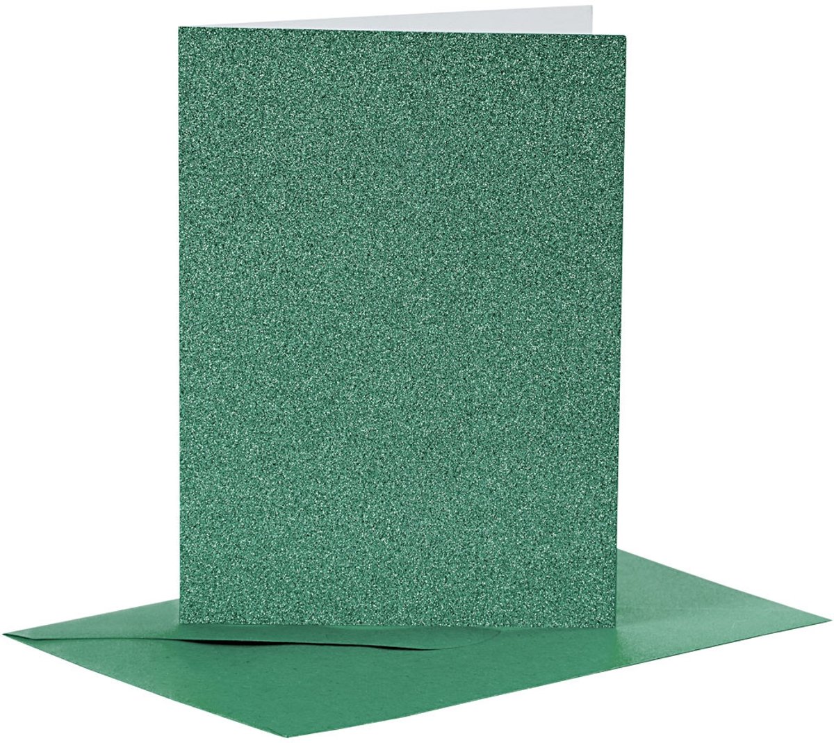 Kaarten en enveloppen, afmeting kaart 10,5x15 cm, afmeting envelop 11,5x16,5 cm, groen, glitter, 4sets [HOB-23026]